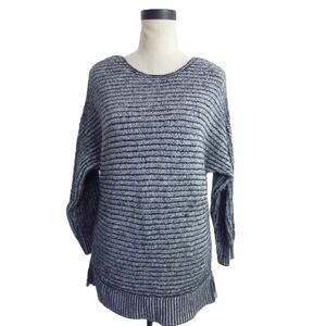 Banana Republic Black and White Striped Heathered Sweater Top S Wool Blend